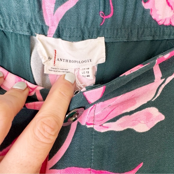 Anthropologie Floral Palm Wide Leg Vacation Pants Size 12 - Picture 8 of 9